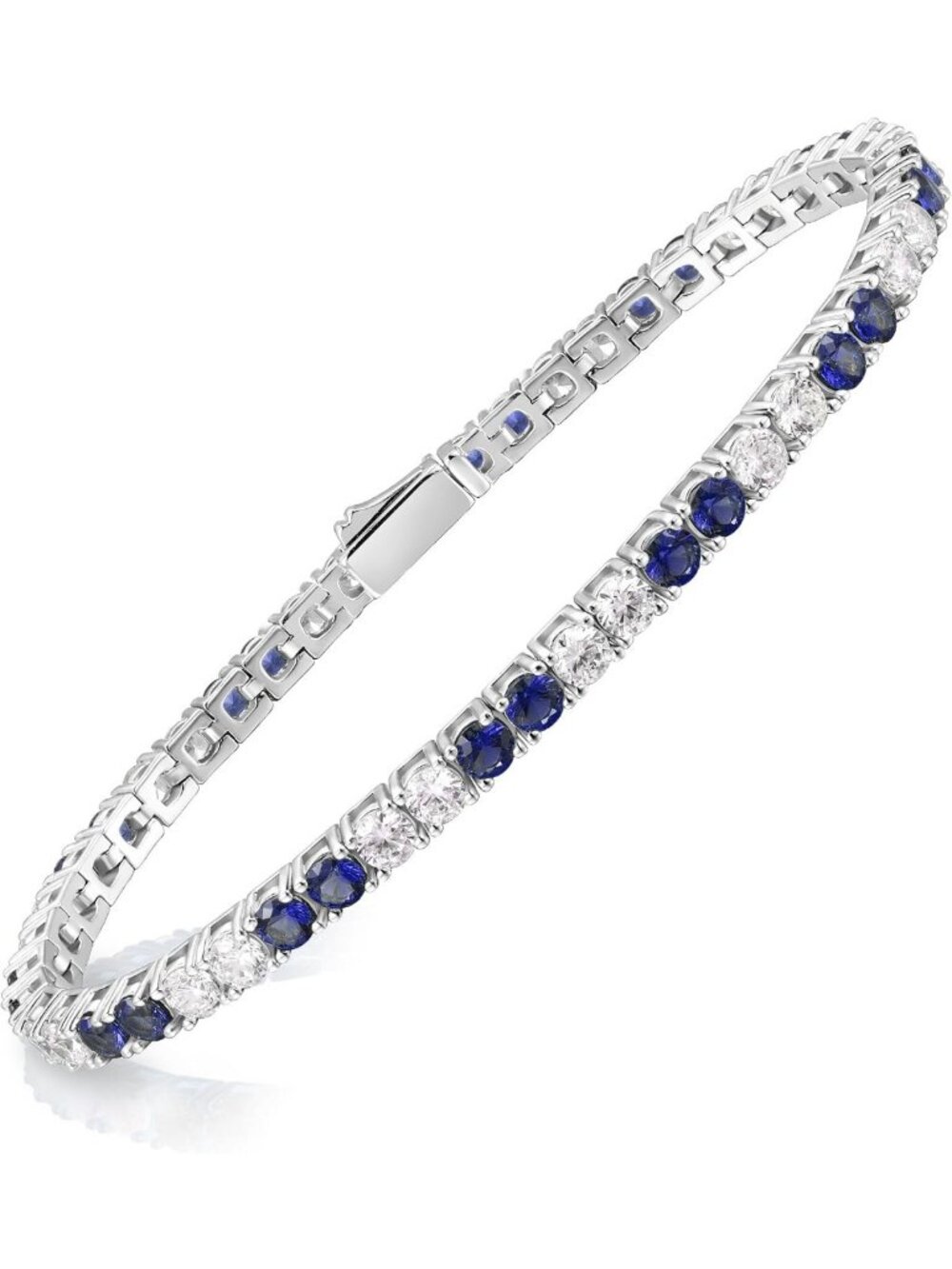 Stunning Simulated Sapphire & Emerald Tennis Bracelet with 5A CZ for Women